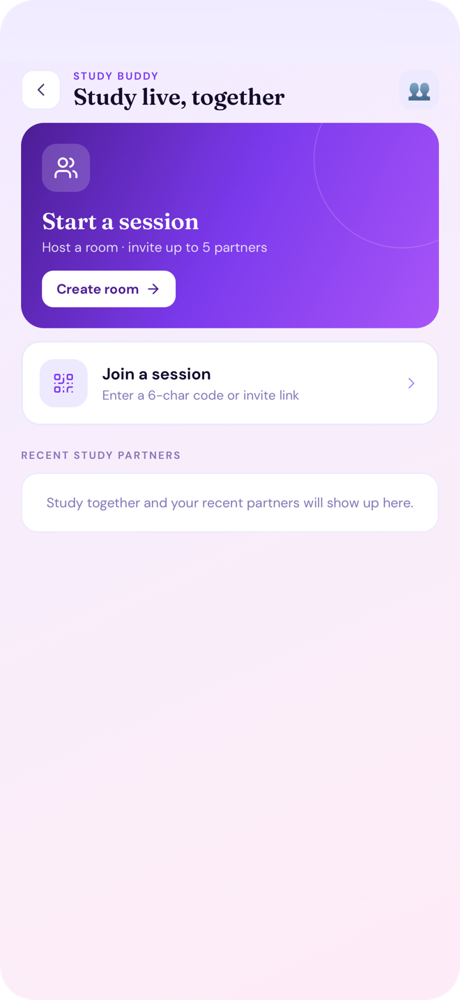 Study Buddy — host or join a live study room
